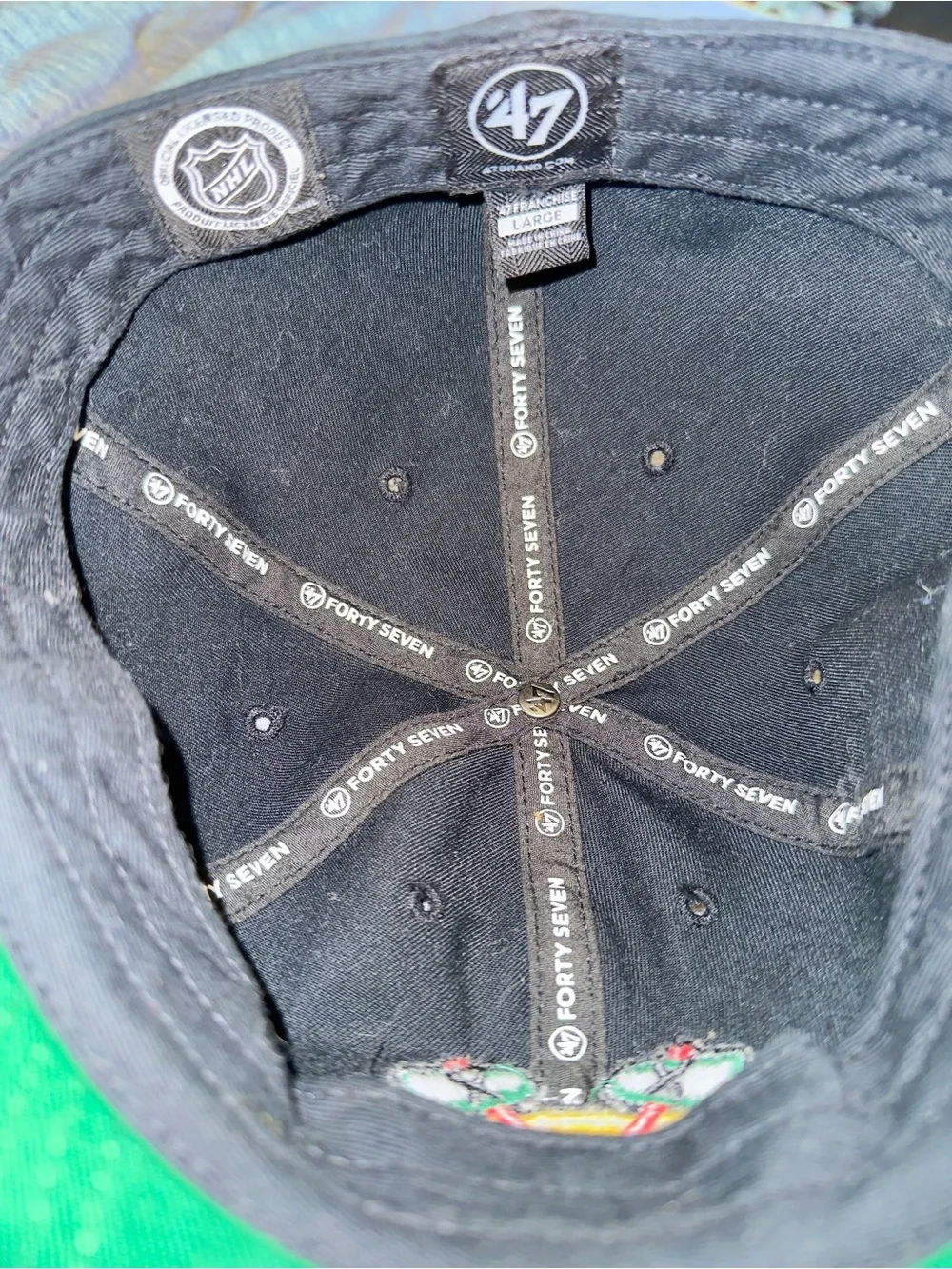 '47 Black Chicago Blackhawks Cap with Embroidered Multicolor Patch